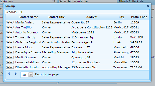 The Lookup displays all 5 fields